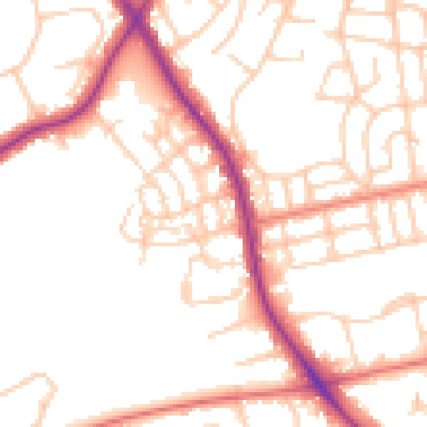 Daytime road noise heatmap for M25 9NF