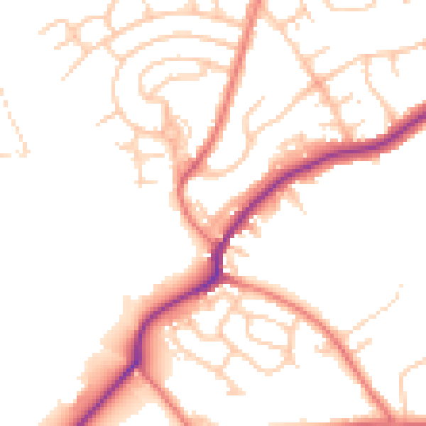 Daytime road noise heatmap for M25 9RS