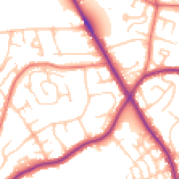 Daytime road noise heatmap for M25 9WH