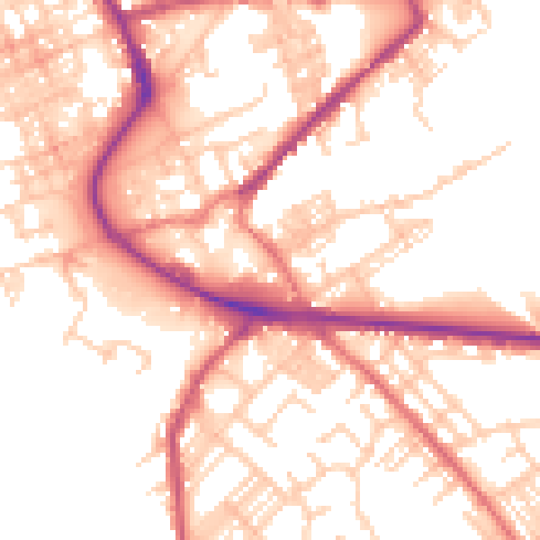 Daytime road noise heatmap for M26 1AJ
