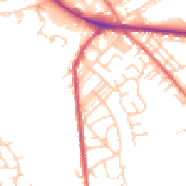 Daytime road noise heatmap for M26 1AZ