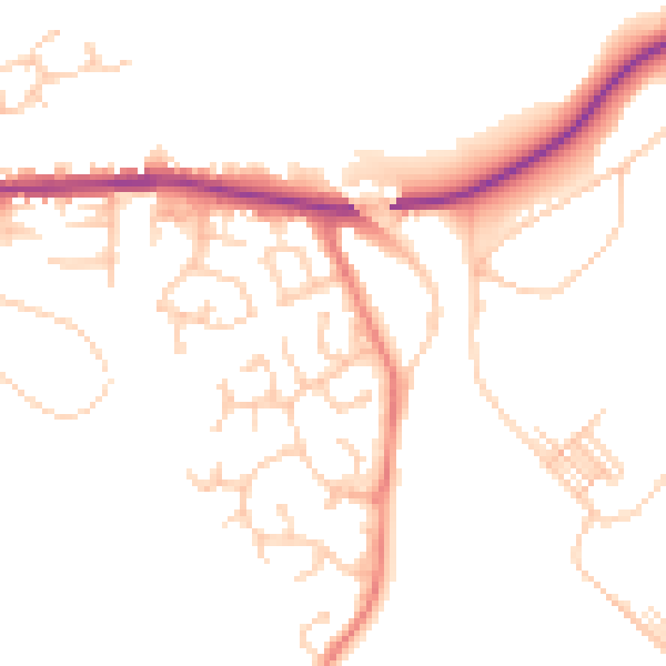 Daytime road noise heatmap for M26 1BB