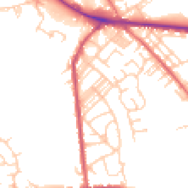 Daytime road noise heatmap for M26 1BE
