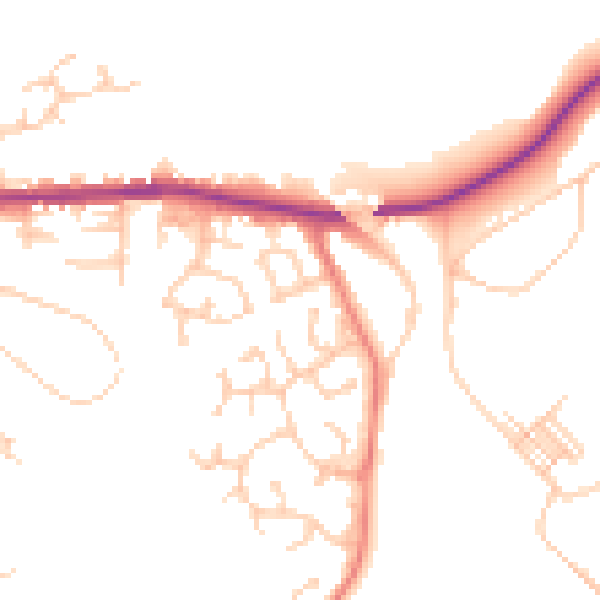 Daytime road noise heatmap for M26 1BZ