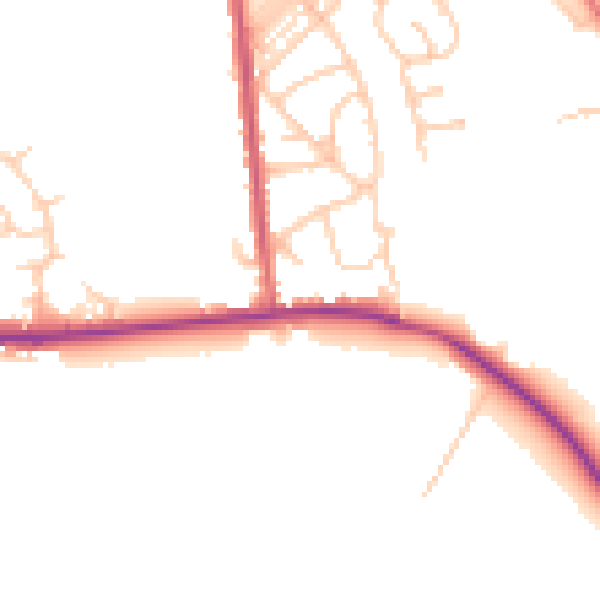 Daytime road noise heatmap for M26 1DJ