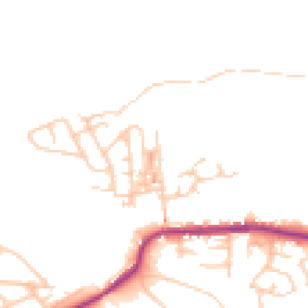 Daytime road noise heatmap for M26 1HJ