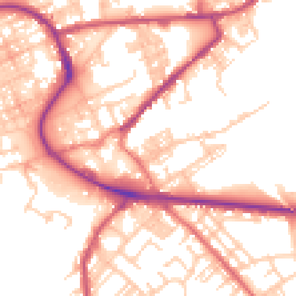 Daytime road noise heatmap for M26 1NE