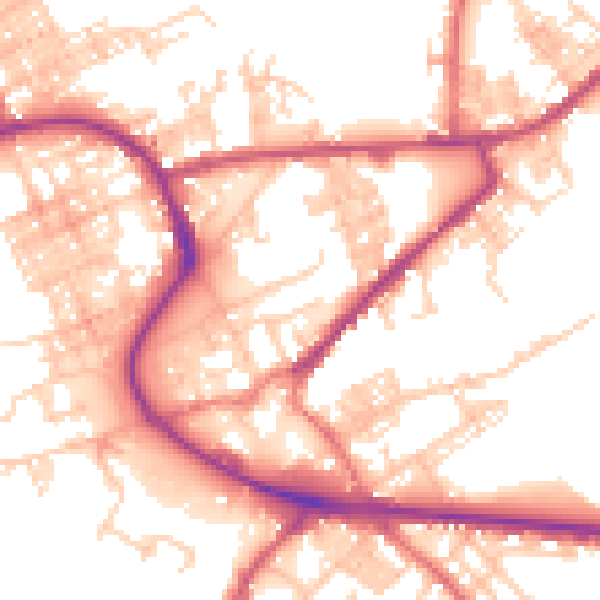 Daytime road noise heatmap for M26 2AL