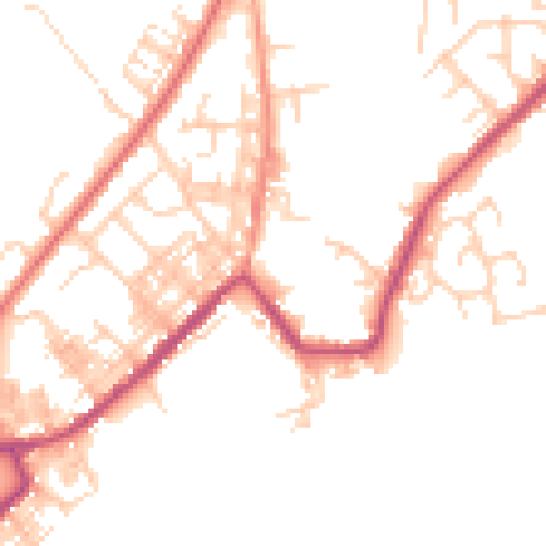Daytime road noise heatmap for M26 2JG