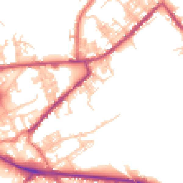 Daytime road noise heatmap for M26 2PQ
