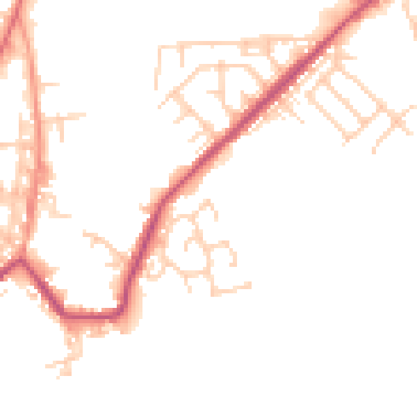 Daytime road noise heatmap for M26 2QH