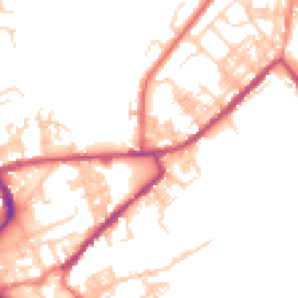Daytime road noise heatmap for M26 2UW