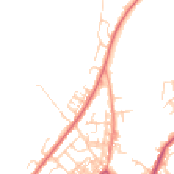 Daytime road noise heatmap for M26 2XE