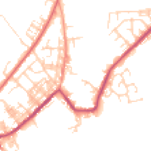 Daytime road noise heatmap for M26 2XZ