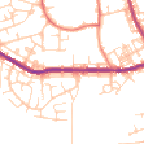 Daytime road noise heatmap for M26 3BX