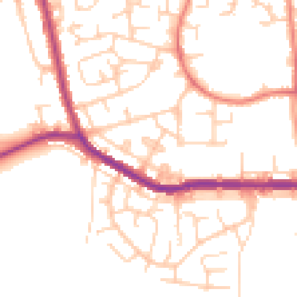Daytime road noise heatmap for M26 3QU