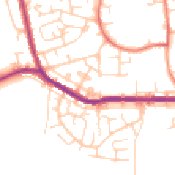 Daytime road noise heatmap for M26 3QX