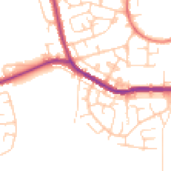 Daytime road noise heatmap for M26 3XH
