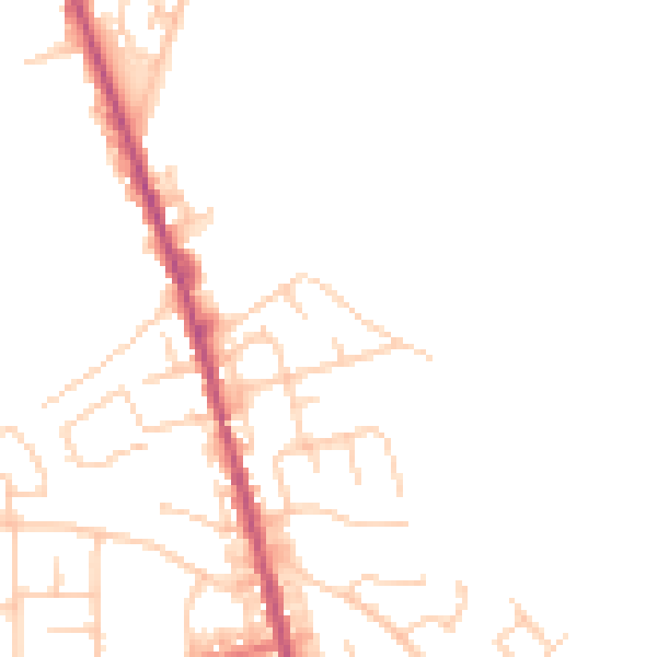 Daytime road noise heatmap for M26 4HQ