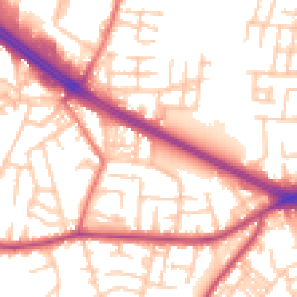 Daytime road noise heatmap for M27 0BD