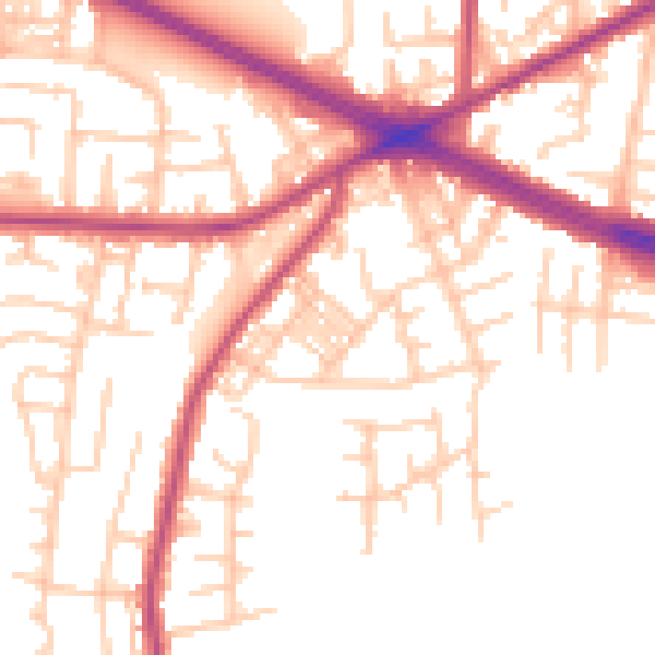 Daytime road noise heatmap for M27 0DN
