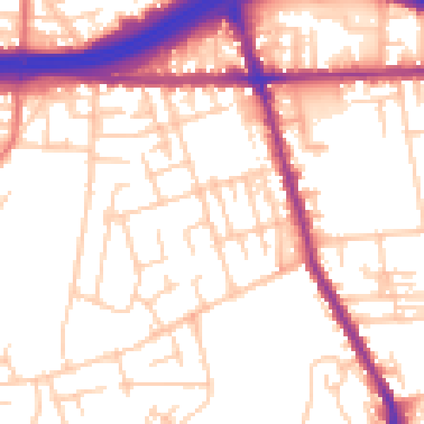Daytime road noise heatmap for M34 2BB