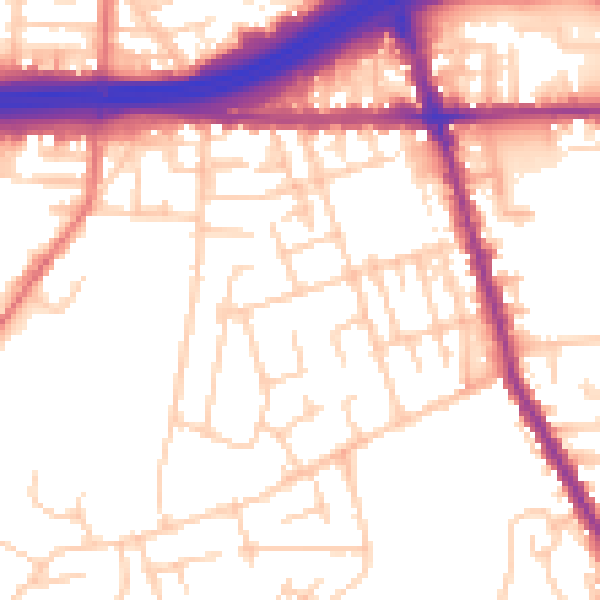 Daytime road noise heatmap for M34 2BD