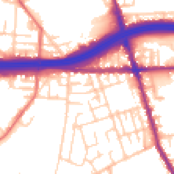 Daytime road noise heatmap for M34 2BF