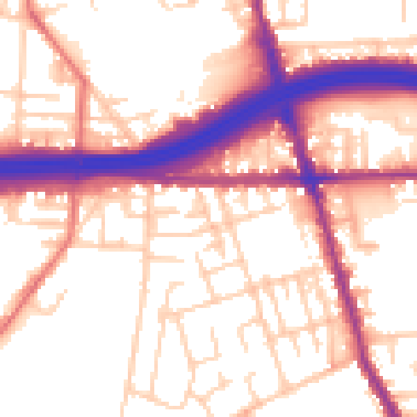 Daytime road noise heatmap for M34 2GJ