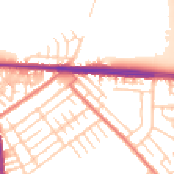 Daytime road noise heatmap for M34 2JT