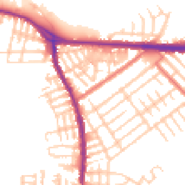 Daytime road noise heatmap for M34 2NE