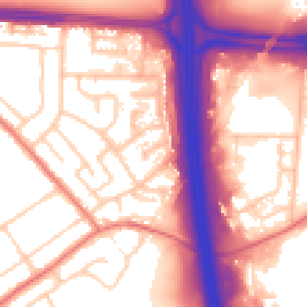 Daytime road noise heatmap for M34 2PZ