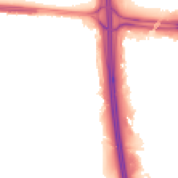 Night-time road noise heatmap for M34 2PZ