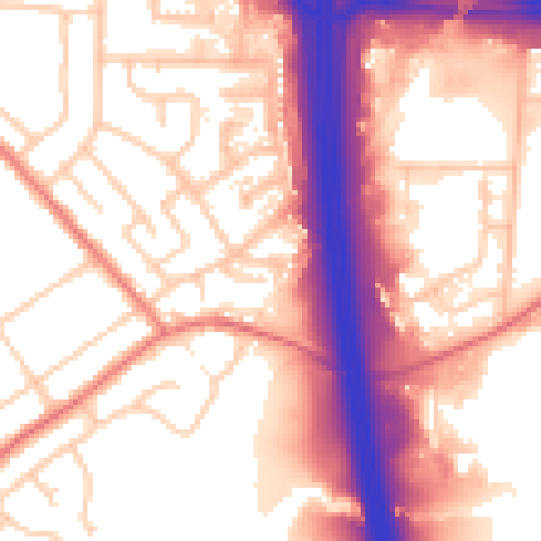 Daytime road noise heatmap for M34 2QA