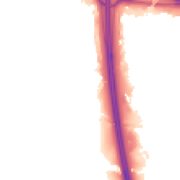 Night-time road noise heatmap for M34 2QA