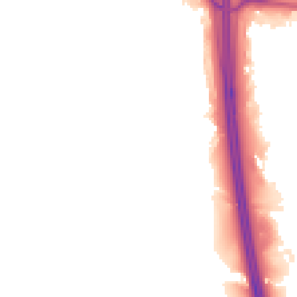 Night-time road noise heatmap for M34 2QD