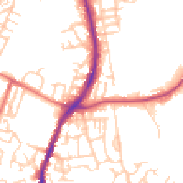 Daytime road noise heatmap for M34 5BP