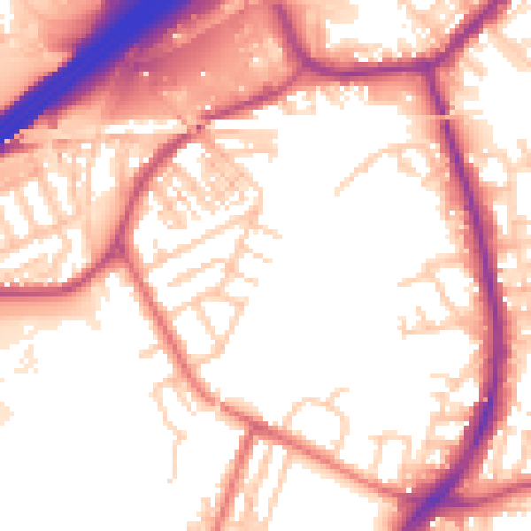 Daytime road noise heatmap for M34 5LJ