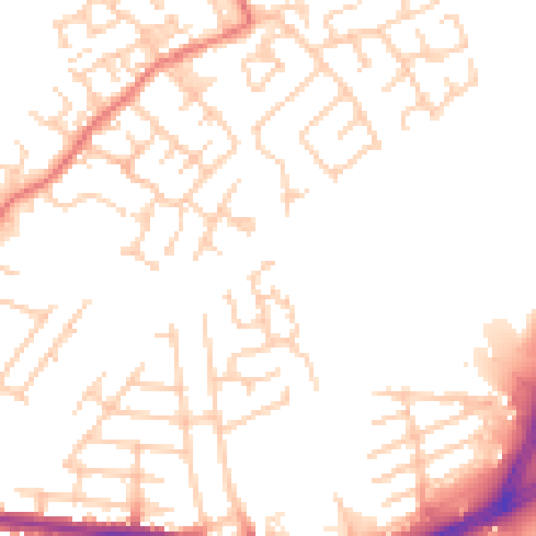 Daytime road noise heatmap for M34 5QZ