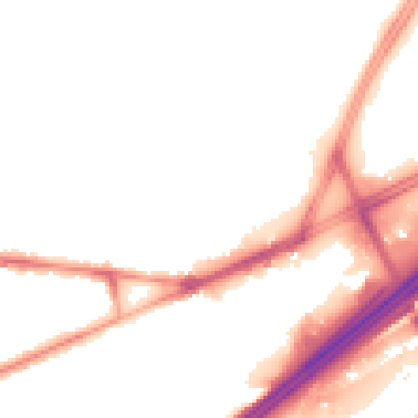 Night-time road noise heatmap for M34 5RF