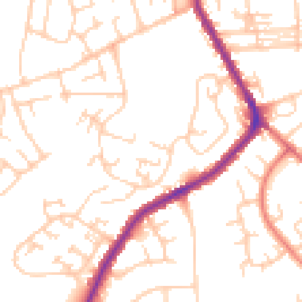 Daytime road noise heatmap for M34 6JQ