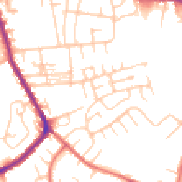Daytime road noise heatmap for M34 6LW