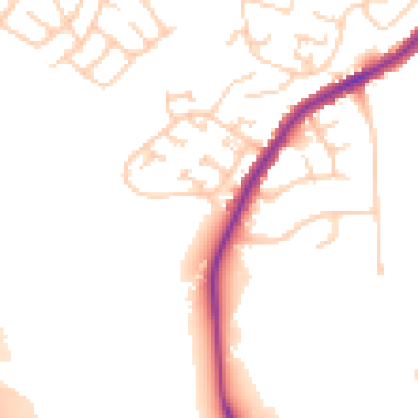 Daytime road noise heatmap for M34 6NZ