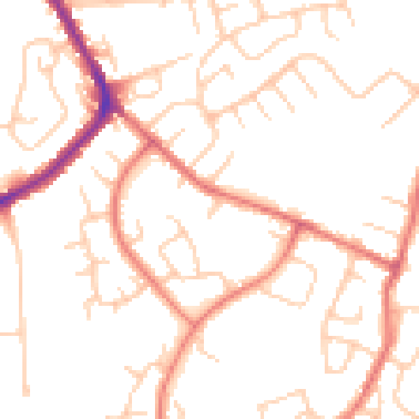 Daytime road noise heatmap for M34 7TD