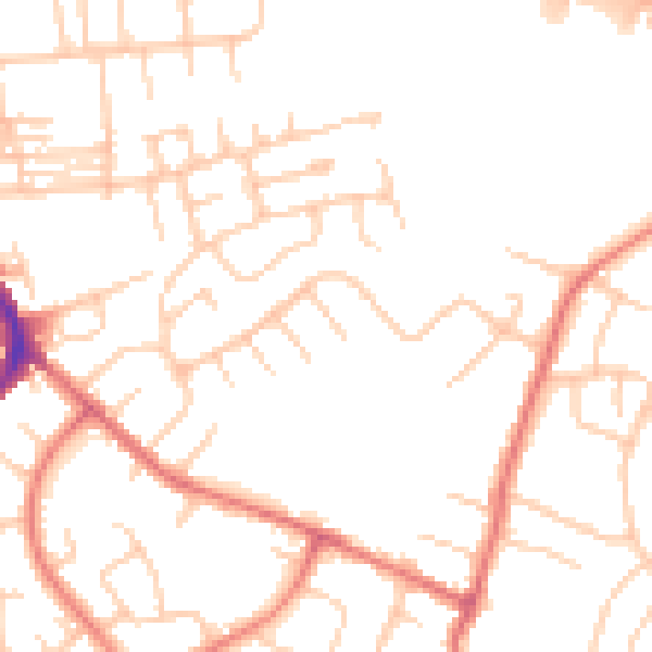 Daytime road noise heatmap for M34 7TW