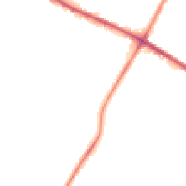 Night-time road noise heatmap for M38 0DA