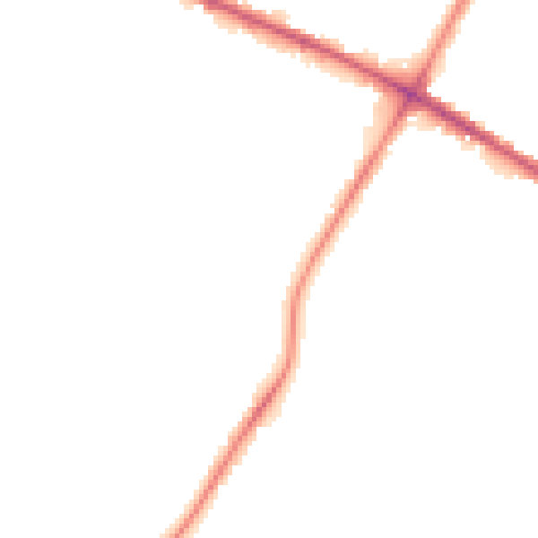 Night-time road noise heatmap for M38 0EF