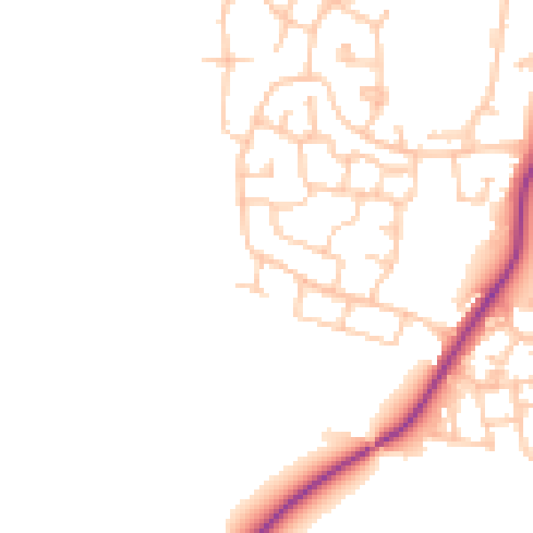 Daytime road noise heatmap for M38 0EP