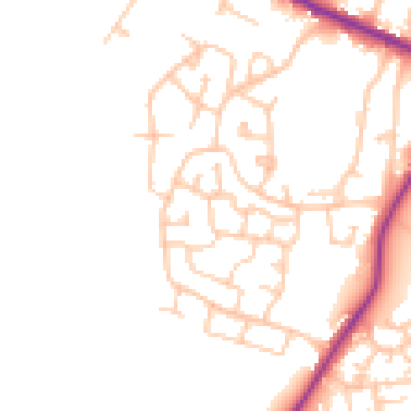 Daytime road noise heatmap for M38 0ES