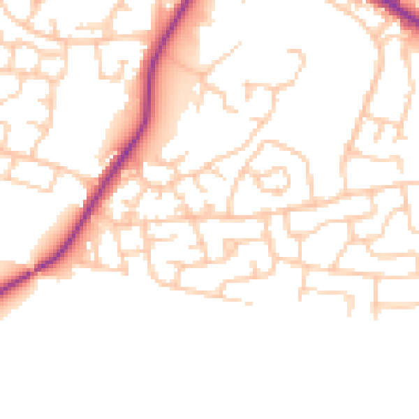 Daytime road noise heatmap for M38 0JR